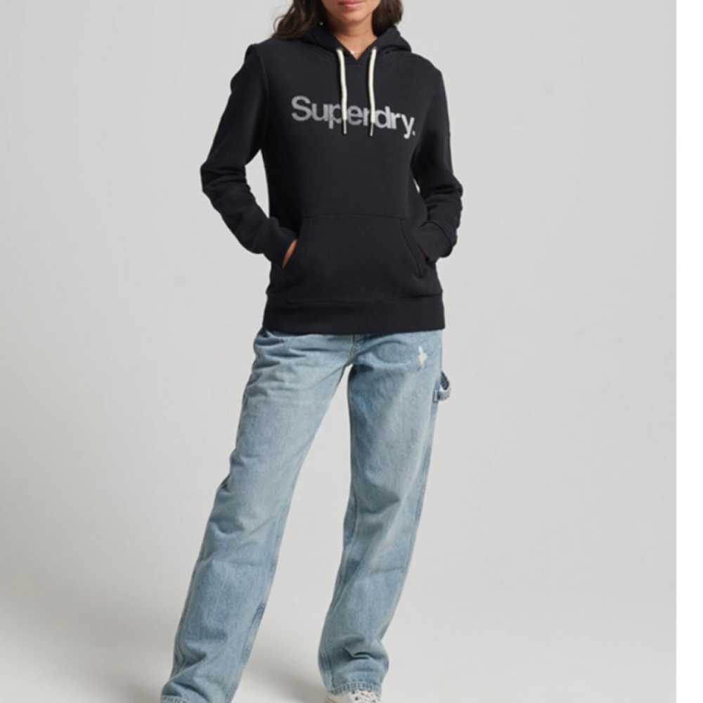SUPERDRY plush hoodie, deep black NWT (Small)